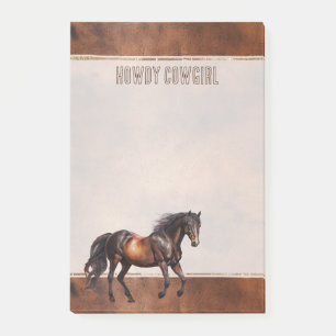 Western Brown Horse Cowboy Cowgirl Post-it Notes