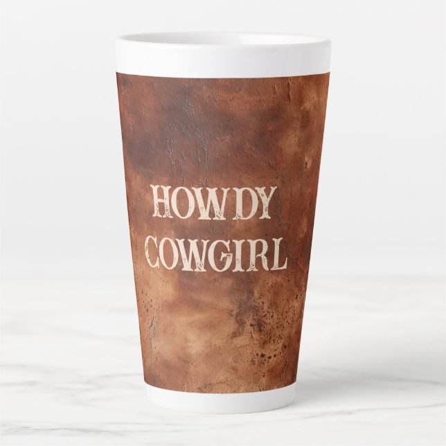 Western Brown Howdy Cowboy Brown  Latte Mug (Front)