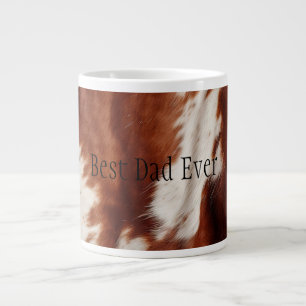 Western Brown White Animal Cowhide Large Coffee Mug