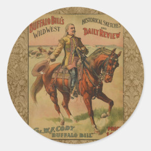 Western Buffalo Bill Wild West Classic Round Sticker