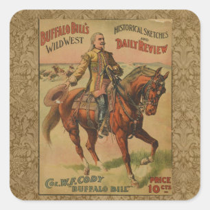 Western Buffalo Bill Wild West Square Sticker