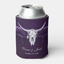 Western Bull Cow Skull Dark Purple White Rustic