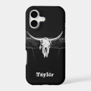 Western Bull Skull Black And White Old Rustic