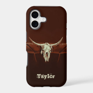 Western Bull Skull Brown Rustic Country