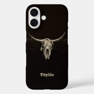 Western Bull Skull Country Cowboy Rustic Vintage iPhone 16 Case