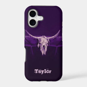 Western Bull Skull Purple Old Rustic