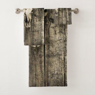 Western Bull Skull Vintage Barn Bois Brown Russe