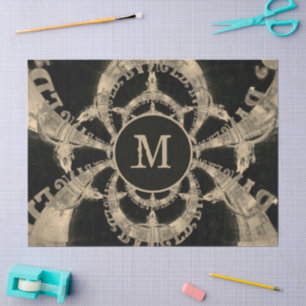 Western Bull Skull Vintage Sepia Rustic Monogram Tissue Paper