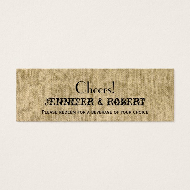 Western Burlap Mariage Buvez des billets (Devant)