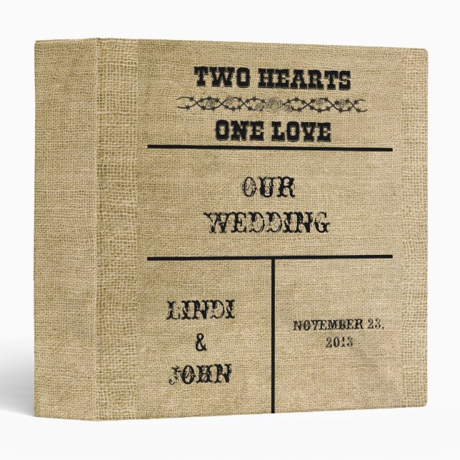Western Burlap Wedding Album Binder (Front/Spine)