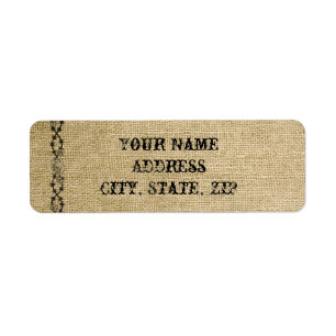 Western Burlap Wedding Return Address