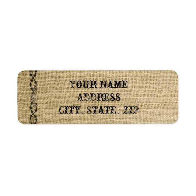 Western Burlap Wedding Return Address (Front)