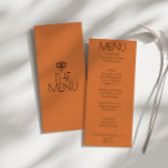 Western Burnt Orange Earthy Modern Wedding     Menu<br><div class="desc">A western burnt orange bold retro wedding dinner menu. Which features chic template design of boho vintage terracotta burnt orange  background and black and bold menu . And hand drawn tribal mystic eye the back. Perfect and matching with the whole suite.</div>