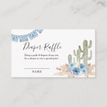 Western Cactus Baby Shower Diaper Raffle Floral