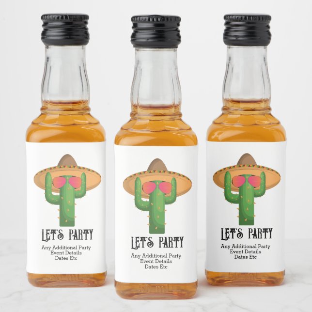 Western Cactus Cowboy Funny Custom Theme Party Liquor Bottle Label (Bottles)