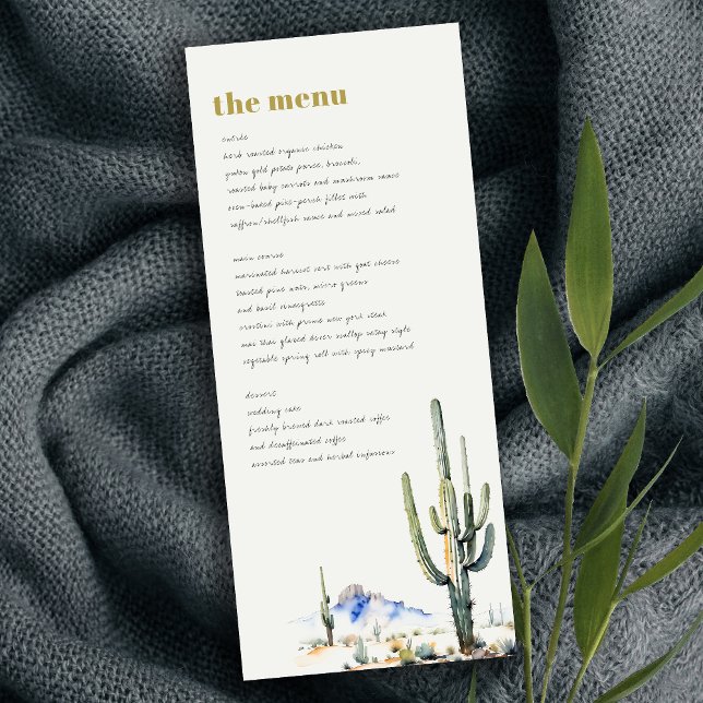 Western Cactus Desert Landscape Wedding Menu Card (Creator Uploaded)