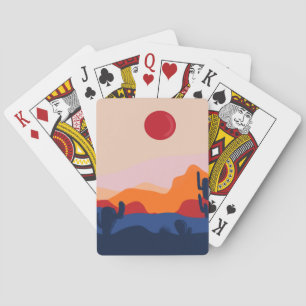 Western cactus sunset design playing cards