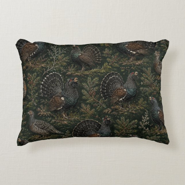 Western capercaillie Illustration Accent Pillow (Front)