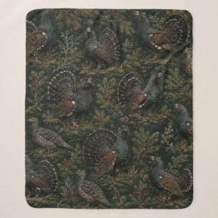Western capercaillie Illustration Sherpa Blanket