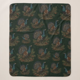 Western capercaillie Illustration Sherpa Blanket