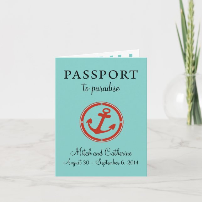 Western Caribbean Cruise Passport Wedding Invitation (Front)