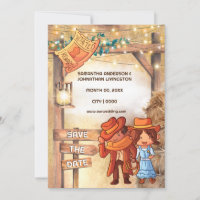 Western cartoon cowboy couple hay barn lights