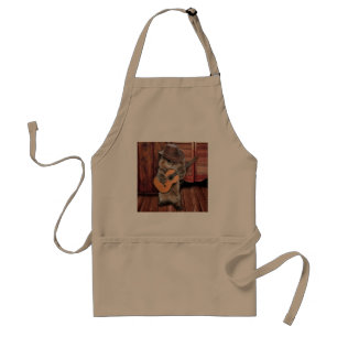Western Cat cowboy musician with guitar Standard Apron