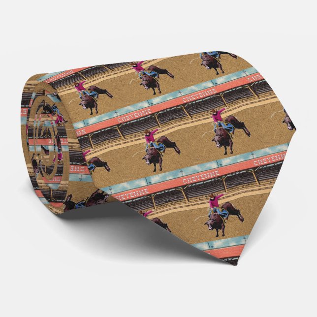 Western Cheyenne Rodeo Cowboy Bull Riding Necktie (Rolled)