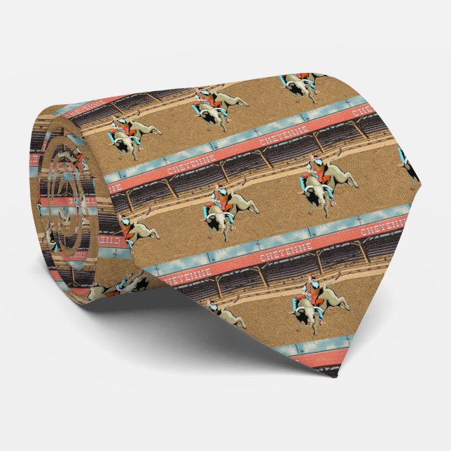 Western Cheyenne Rodeo Cowboy Bull Riding Necktie (Rolled)