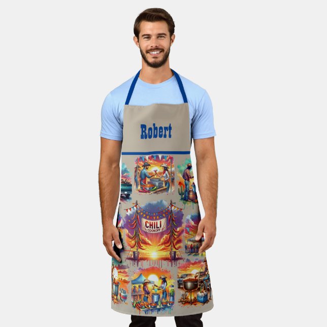 Western Chili Cookoff Scenes 1 Custom Apron (Worn)