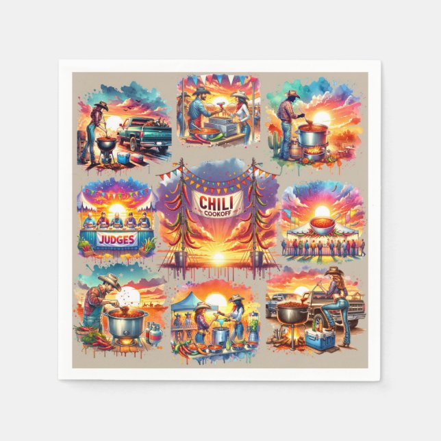 Western Chili Cookoff Scenes 1 Napkin (Front)