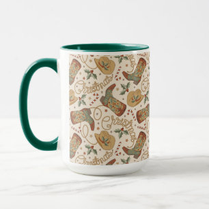 Western Christmas Boots and Hats Pattern Mug