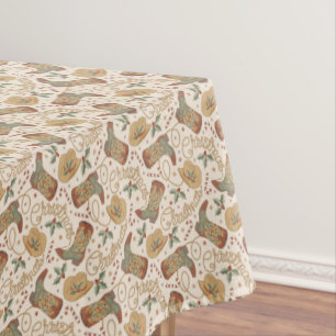 Western Christmas Boots and Hats Pattern Tablecloth