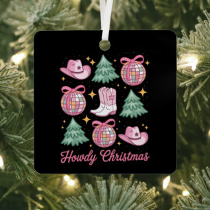 Western Christmas Coquette Howd Girly Boots Hat Metal Ornament