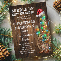 Western Christmas Country Boots Cactus Party