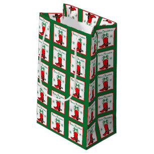 Western Christmas Cowboy Boot Gift Bag