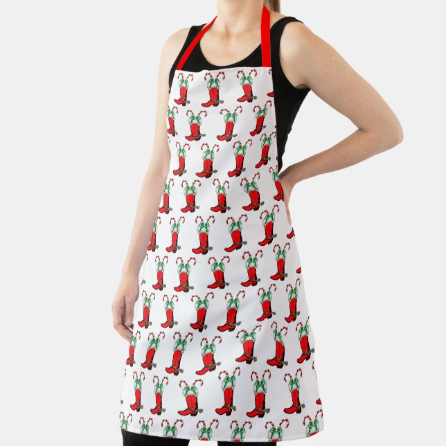 Western Christmas Cowboy Boot With Candy Canes  Ap Apron (Insitu)