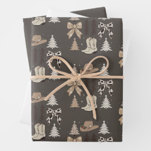 Western Christmas Cowboy Country Rodeo Aesthetic  Wrapping Paper Sheet