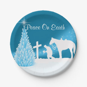 Western Christmas Cowboy Praying Plates