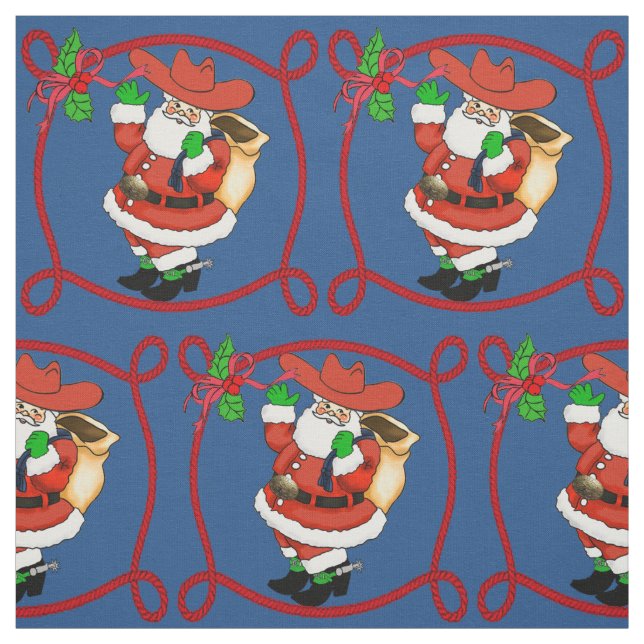 Western Christmas Cowboy Santa Fabric (Swatch)
