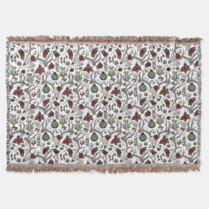 Western Christmas Deer Skulls Antlers and Cactus Throw Blanket