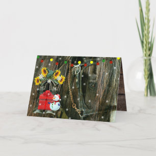 Western Christmas Frosty the Snowman And Horse Holiday Card