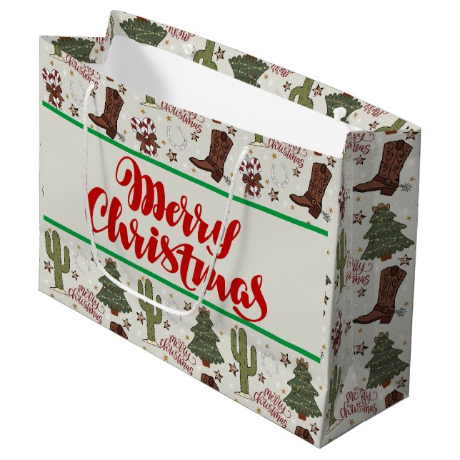 Western Christmas Gift Bag (Front Angled)