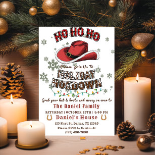 Western Christmas Hat Hoedown Party  Invitation