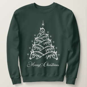 Western Christmas Horse Christmas Tree Equestrian Sweatshirt
