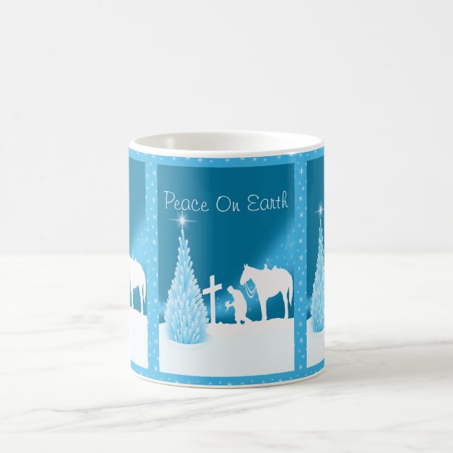 Western Christmas Praying Cowboy With Horse Coffee Mug (Center)