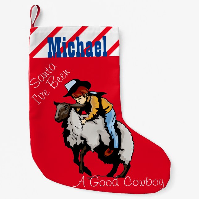 Western Christmas Stocking Cowboy Mutton Buster (Front)