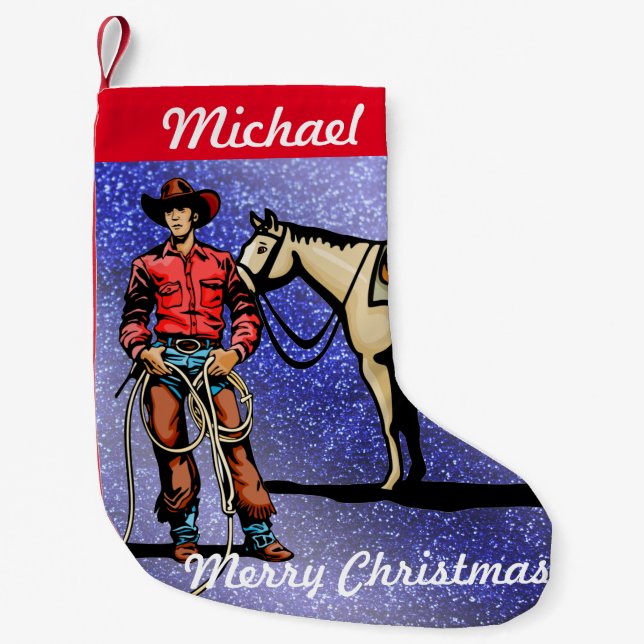 Western Christmas Stocking Cowboy With Horse (Front)