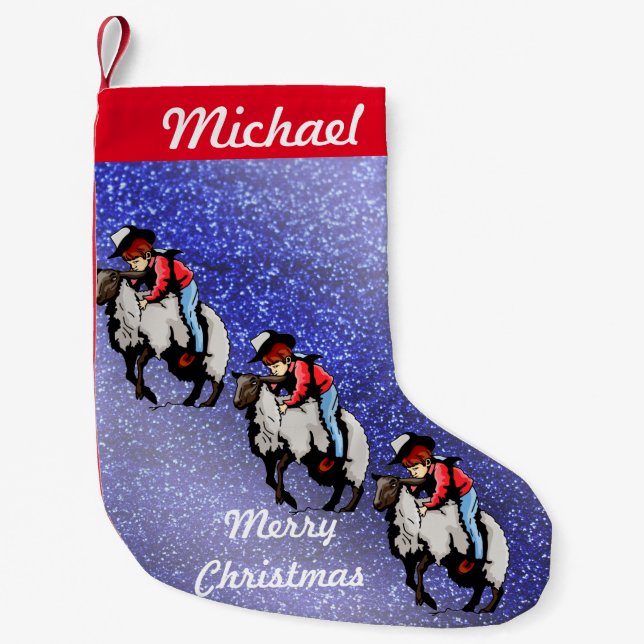 Western Christmas Stocking Kid Mutton Busting (Front)