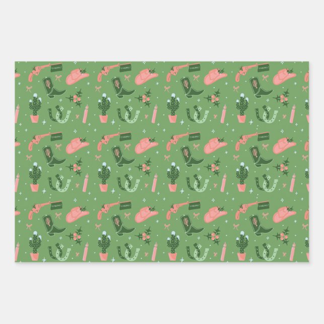 Western Christmas Wrapping Paper Sheet (Front)